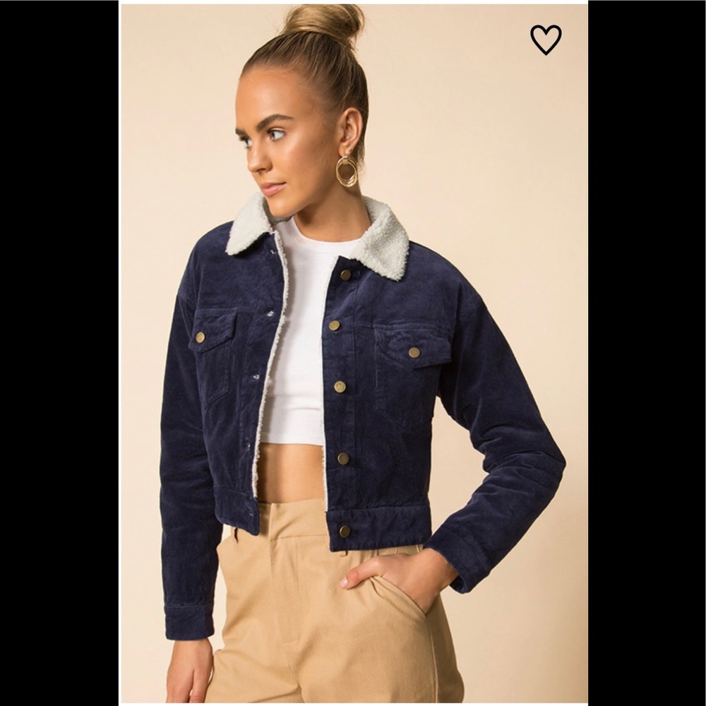 SUPERDOWN ELENA CROPPED TRUCKER JACKET NAVY SIZE M